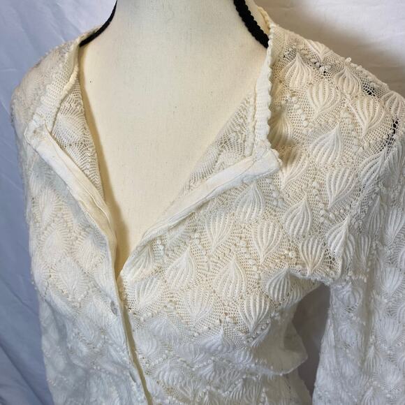 Vintage Jason Maxwell Women's Open Knit Textured Cardigan Size XS Coquette - Picture 2 of 10